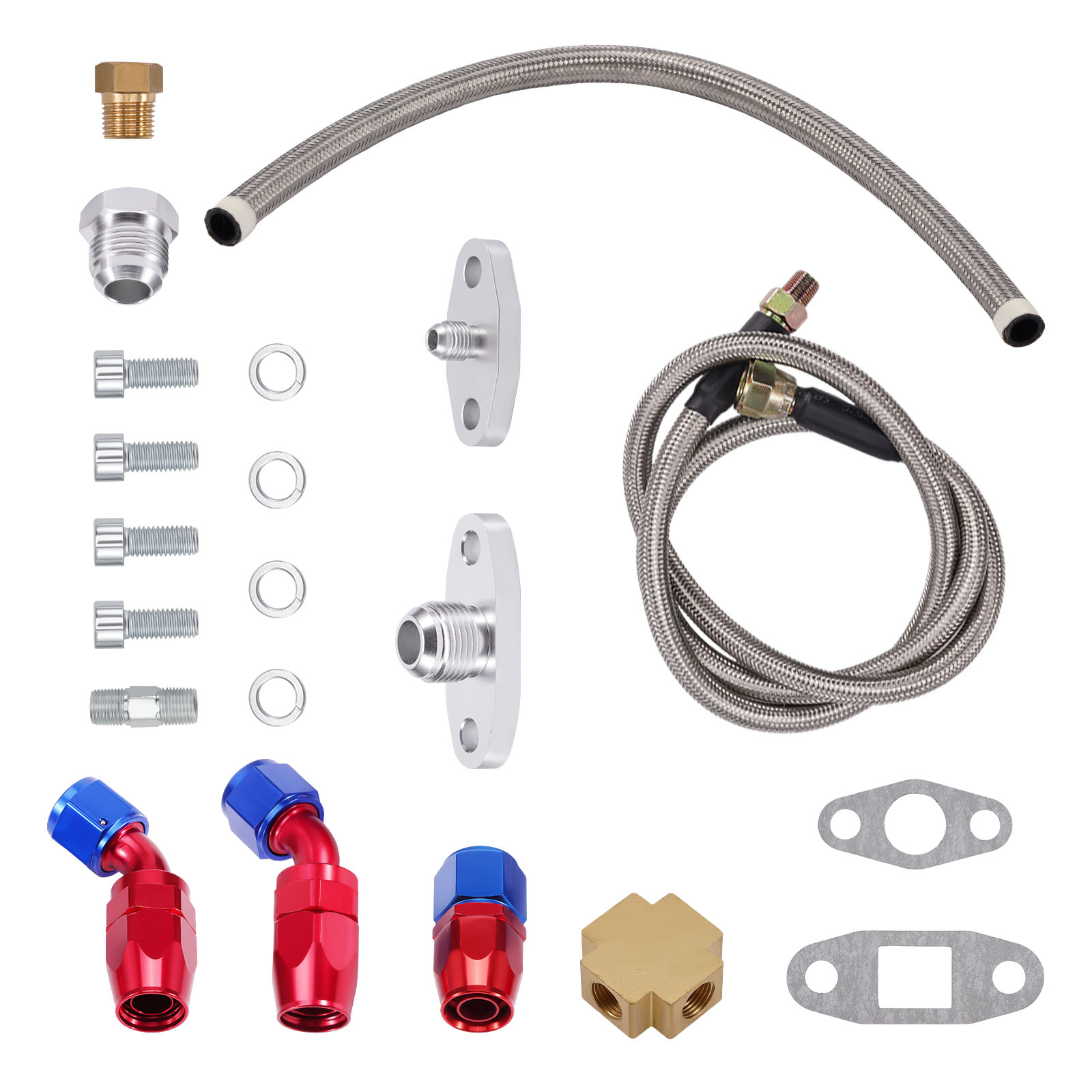 T3 T04E TurboCharger Kit 0.63 A/R V Band Universal Oil Feed & Return Lines