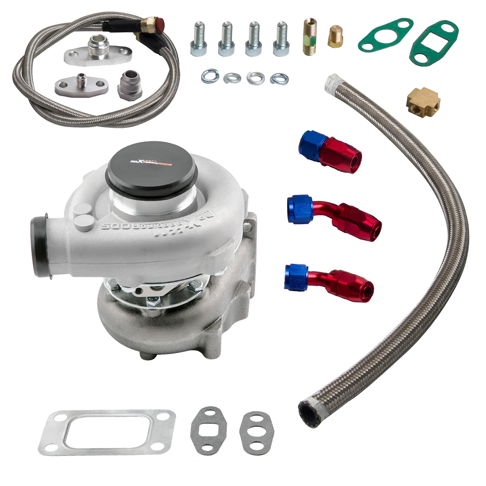 T3 T4 T04E Turbo Turbine Kit 0.63 A/R 400 HP Universal Oil Feed & Retuen Line