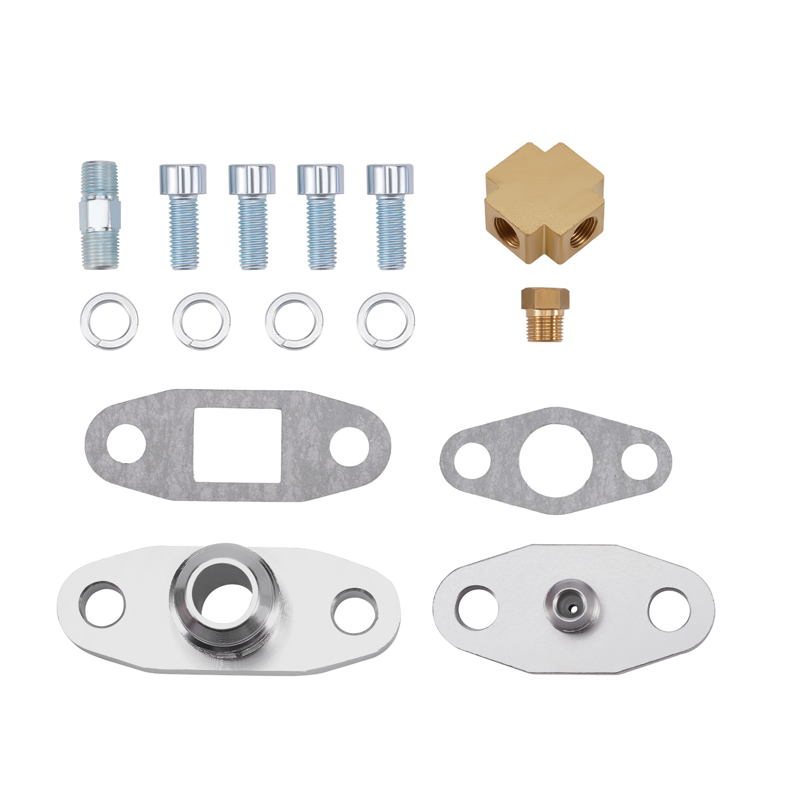 Turbo Oil Feed Line + Return Drain Flange T3 T4 T3 T4 T60 T61 T70 GT45 T04E