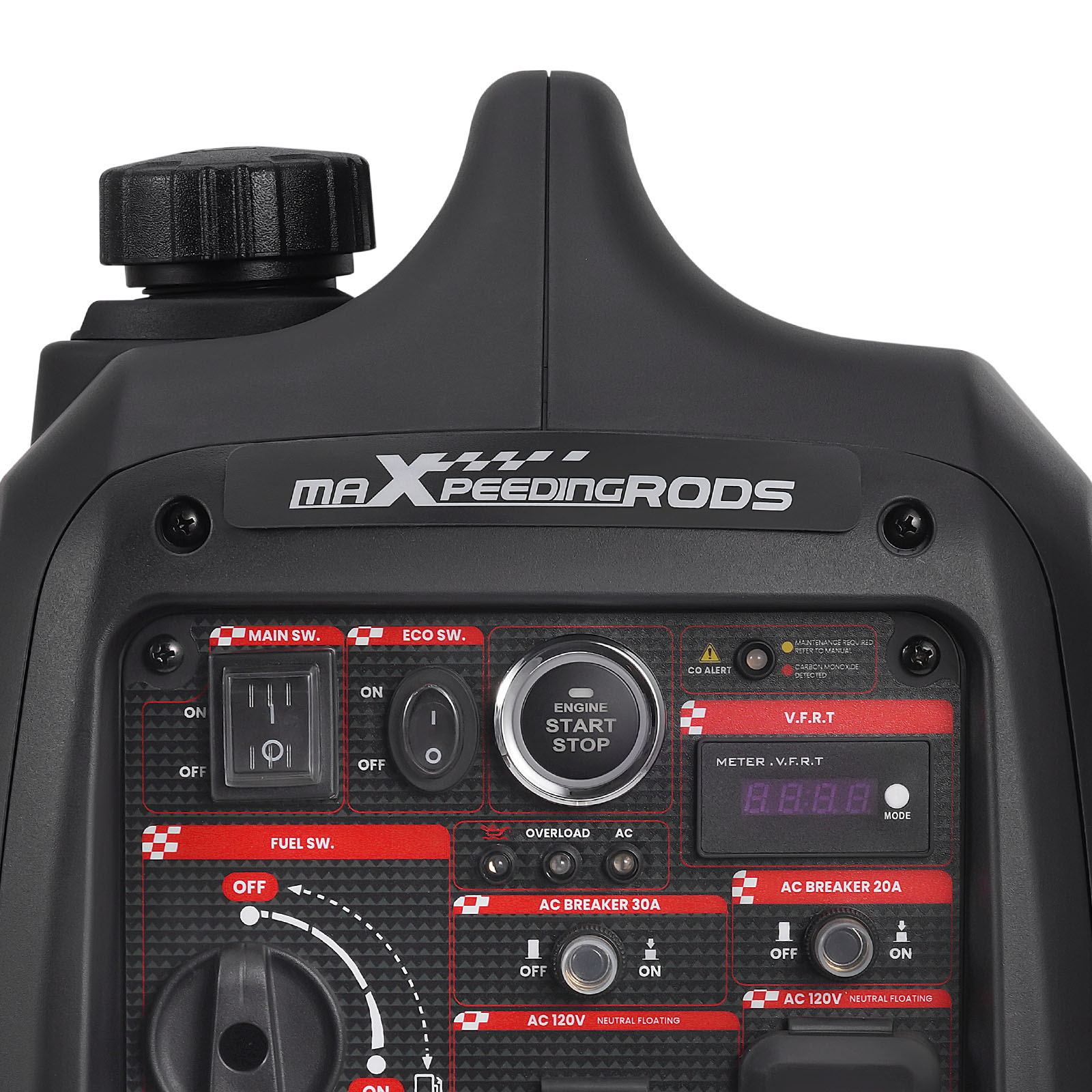 3800W Quiet Portable Generator Gasoline Electric Start CO Alert Digital Display