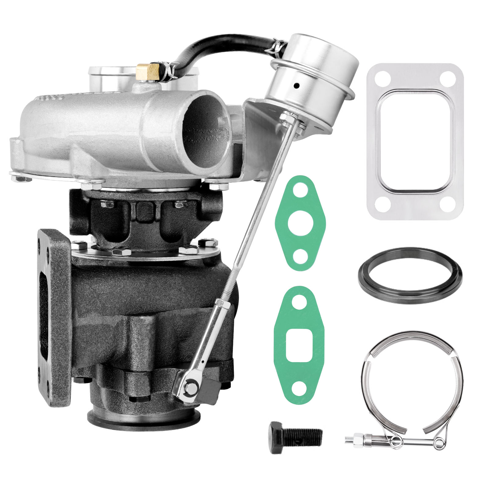 T3 T04E TurboCharger Kit 0.63 A/R V Band Universal Oil Feed & Return Lines